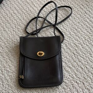 Coach Black Leather Crossbody Bag with Gold Clasp